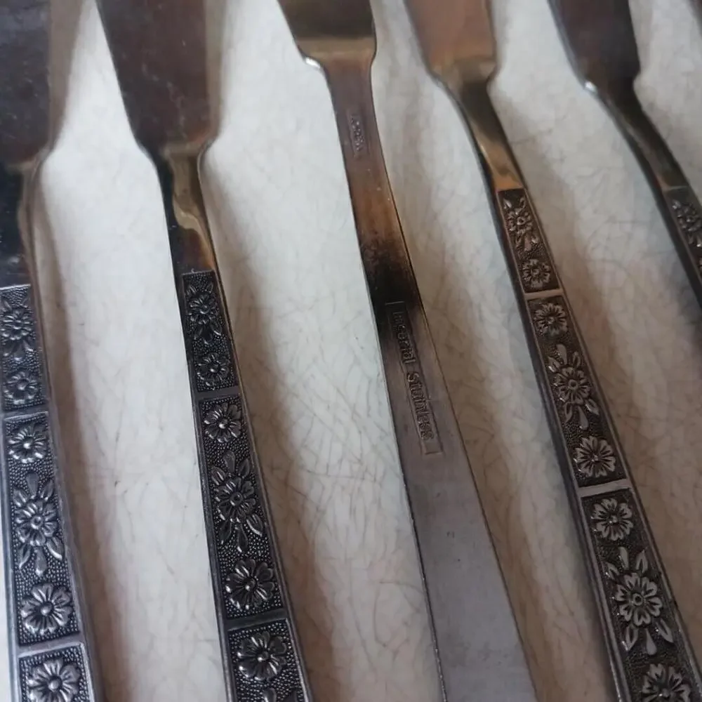Imperial Serta Stainless Cheese Knives Korea Vintage